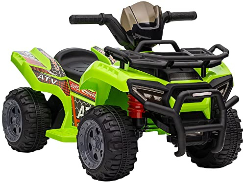 HOMCOM Quad Elettrico per Bambini 6V, Con Musica, Pulsante Acceleratore, Velocità 2km/h, Età 18-36 Mesi, 70x42x45cm, Verde