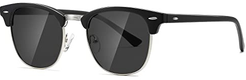 AEVOGUE Polarized Sunglasses For Women And Men Semi Rimless Frame Retro Sun Glasses AE0369 (A1-Matte Black Silver)