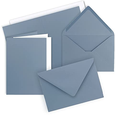 FarbenFroh - Set di 10 biglietti pieghevoli, formato DIN A6/C6, con buste, colore grigio blu, con inserto, 14,8 x 10,5 cm, qualità premium