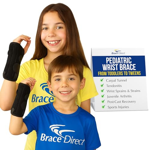 Brace Direct Kids Wrist Brace - Older Child Wrist Splint for Carpal Tunnel, Tendonitis, Sprains & Injuries - 8 Lace Up Design (Right Hand)
