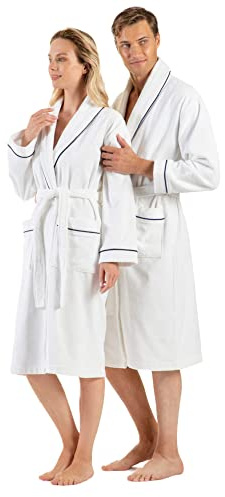 English Home 100% Turkish Cotton Terry Towelling Bathrobe, Absorbent Shawl Collar Womens Dressing Gowns, Soft Mens Dressing Gowns, Towelling Dressing Gown for Shower Spa, Premium