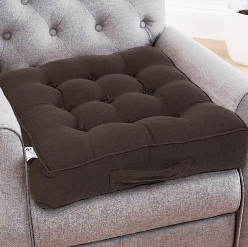 Casabella Booster Cushion-Armchair Booster Cushion Large Booster Seat Dining Chair 50x50+10cm Thick Floor Cushions, Pregnancy & Post-Operative Adults Chair Bolster Seat Car Seat Sofa-Chocolate