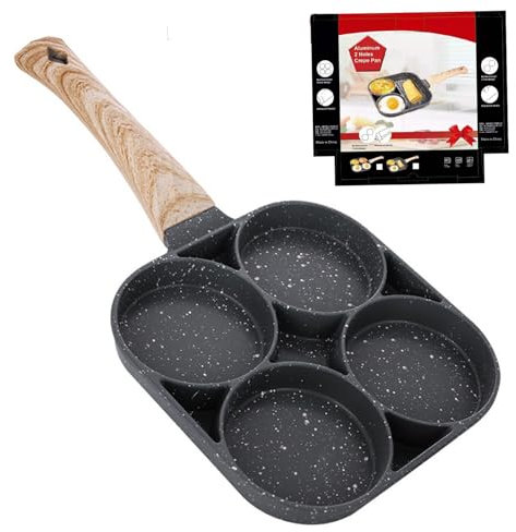 Poêle à Omelette 4 Trous Hamburger Aux œufs Frits Pour Le Petit-Déjeuner Petite Poele Pancakes Antiadhésive En Aluminium Au Plat Hamburger Pour Cuisinière à Gaz Et Lnduction Pour Tous Feux (Noir)