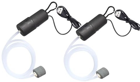 ENJOY-UNIQUE Aquariumluftpumpe Mini USB Sauerstoffpumpe Aquarium Oxygen Pumpe Aquarium Zubehör Fisch Tank Sauerstoff Belüfter mit Luftstein, 2 Stück