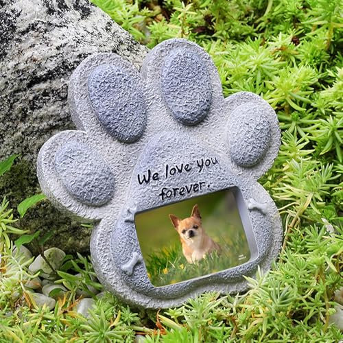 SANKESONG Piedra Conmemorativa para Mascotas, lápida Conmemorativa para Mascotas, Marcador de Tumba con Imagen, Regalos en Memoria de Mascotas, Resinoso, 15 * 15cm