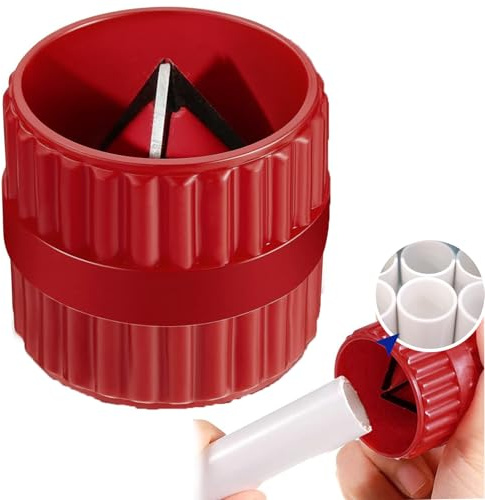 Entgrater Kunststoff Kupferrohr, Universal 2 in 1 Rohrentgrater Deburring Tool für Anfasen und Schleifen von Innen und Außen 5-38mm Kunststoffkörper Kupferrohren, Rot