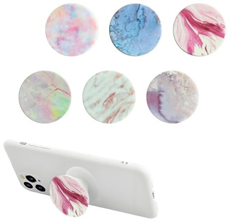 6 unidades de agarres para teléfono móvil, anillo de agarre de 360°, soporte para airbag para teléfono móvil, base extensible y asa para smartphones y tablets con uno, plegable