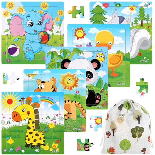 Puzzle en bois de 6 x 9 pièces pour enfants, puzzle en bois de 3, 4, 5, 6 ans, puzzle d'animaux de dessin animé, puzzle à emboîter, puzzle en bois, puzzle enfants à partir de 3 ans, pour garçons et