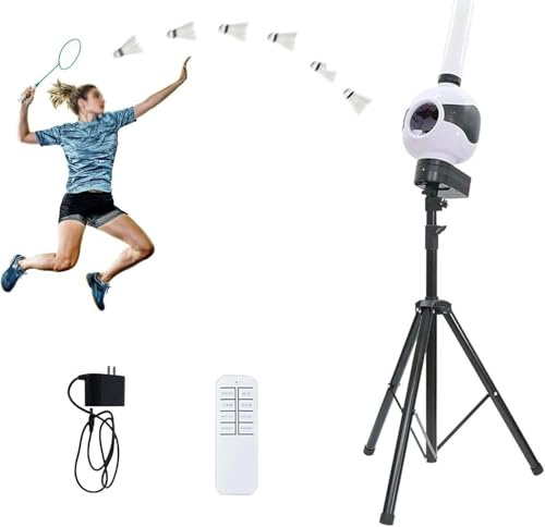 YANDDEA Machine à Servir Automatique pour Badminton, Robot Lanceur de Volants, Mode intérieur/extérieur, Lanceur de balles intégré pour Jardins/Parcs/pelouses
