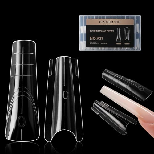 Nymora Sandwich Professional Dual Nail Forms 280 pezzi (14 misure), Consigli riutilizzabili in Polygel per allungamento impeccabile del gel, nessuna lima, nessun troppopieno, per Builder Gel & Salon