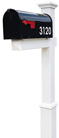 4Ever Products The Homestead Vinyl/PVC Mailbox Post (Includes Mailbox) - Parent (White Reflective Numbers)