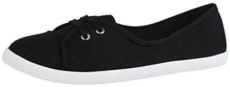 Elara Damen Ballerinas Sneaker Schnürer Chunkyrayan BD1413 Schwarz-36