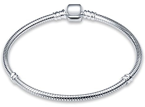 KUNSIR Snake Chain Charm Bracelets for Charm 925 sterling silver Jewelry Bracelet Fits Any Charm Gift for Women