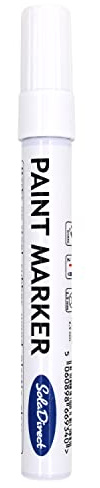 SolaDirect White Permanent Marker Pen, Bullet Tip 2.5 mm Point, Oil Based Paint, Multi-Surface, Work on Stone, Leather, Fabric, Plastic, Rubber, Glass, Cardboard