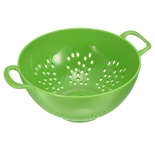 sourcing map Mini Food Colander with Double Handles, Rice Washing Strainer Plastic Fruit Pasta Drainer, Kitchen Food Mesh Colander for Vegetable Fruit-Green