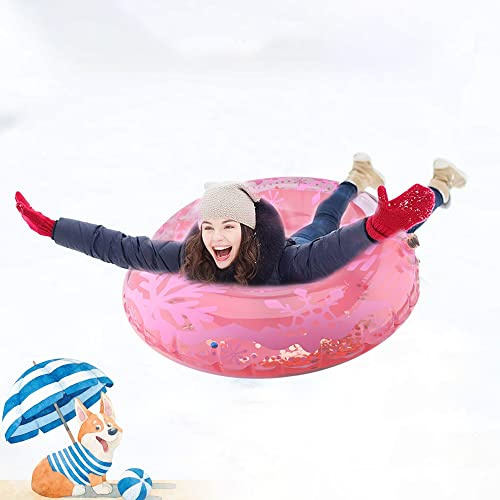 Slittino Gonfiabile da Neve Slitta a Tubo da Neve con Maniglie Slitte Resistenti,Slitta da Neve con Fiocchi di Neve Snow Tube Antigelo per Bambini Adulti Giocattoli Invernale all'aperto,35,4 Pollici