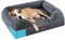 URPET Großes Hundebett aus Memory-Schaum, orthopädisches Hundebett für mittelgroße, extra große und große Hunde, Nackenrolle, wasserdichtem Futter und robustem Reißverschluss (grau, 91x71 cm)