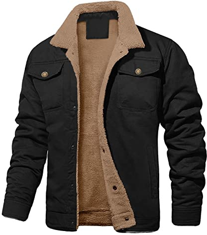 LAOSU Veste Chaude Homme Hiver Trench Coat Manteau Parka Décontracté Pas Cher Mode Moto Outerwear Rembourrée Daim Jacket