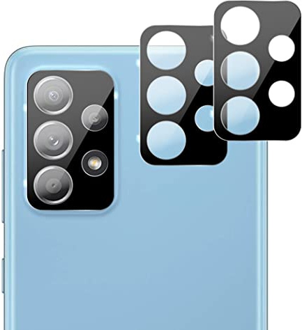 QUITECO Kamera Schutz Glas für Samsung Galaxy A52 4G / A52 5G / A52S 5G / A72 4G / A72 5G [2 Stück] Panzer Schutzfolie Linsenschutz Kameraglas Schwarz