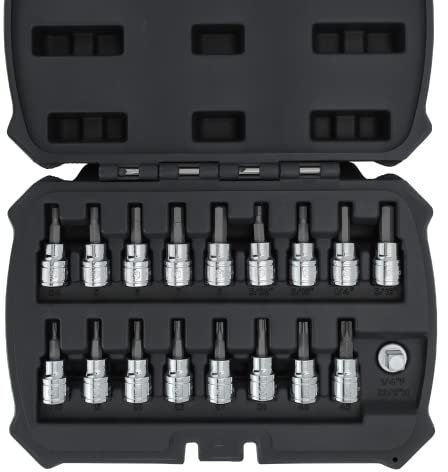 MichaelPro 18-Piece 3/8 Inch Drive Bit Set - Hex, Torx, Allen, Star Bits - SAE & Metric - Socket Adapter - Storage Case