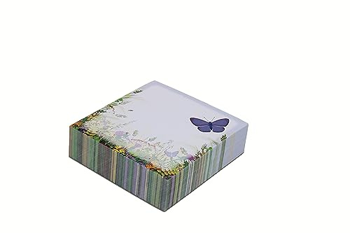 Exacompta Ref GS025Z Bloque de notas de escritorio, 250 páginas impresas, 100 mm x 100 mm de tamaño, ideal para anotar notas y recordatorios, ideal para el hogar y la oficina, diseño de mariposa