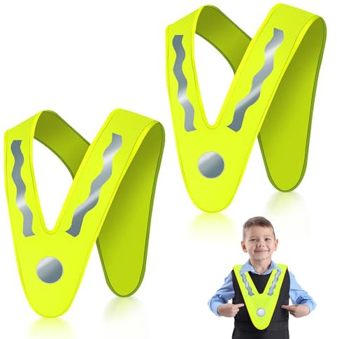 BSTDAYEVER Warnweste Kinder Signalkragen Hohe Sichtbarkeit 2stk Kinderwarnweste Atmungsaktiv Sicherheitsweste Kinder Feuchtigkeitstransportierend 37x40cm für Sport Laufen Fahrrad Nächtliche Straßen