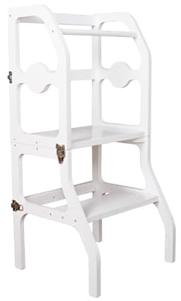 HYGRAD Kitchen Nursery Step Stool For Kids Children Toddlers 2 in 1 Kids Step Stool & Table Chair Wooden Nursery Furniture (White)