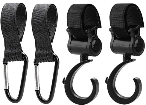 4 Stück Kinderwagen Haken, Antirutsch Stroller Hooks, Taschenhalter mit Antirutsch-Funktion - Praktisches Kinderwagen Zubehör für den bequemen Transport von Einkäufen, Wickelutensilien