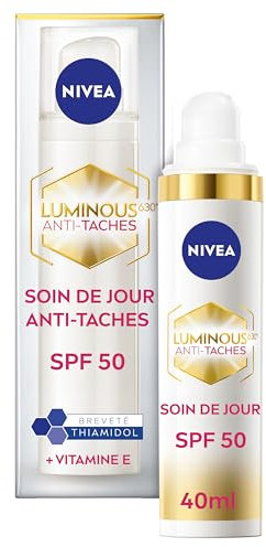 NIVEA Luminous 630 Soin de Jour Protecteur FPS 50 (1x40 ml), soin visage anti taches et anti-âge au Thiamidol & Acide Hyaluronique, soin femme perfecteur de teint, crème hydratante visage
