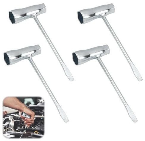 4 Stück Zündkerzenschlüssel Satz, T-Schraubenschlüssel 13 mm/ 19 mm, Multifunktional Kerzenschlüssel, Zündkerzenschlüssel Rasenmäher, Kombischlüssel, Motorsäge Schlüssel, Kettensägen Schlüssel