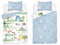 Kinder Bettwäsche Set Farm Motiv, 100 x 135 cm Bettbezug, 40 x 60 cm Kissenbezug, 100% Baumwolle, Bauernhof Design, Ökotex (Blau)