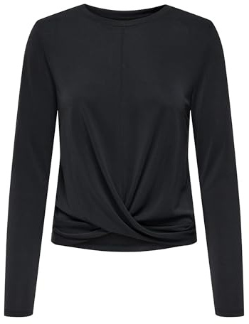 Onlfree Life L/S Front Drape Top JRS, Negro, L