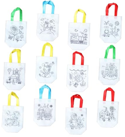 JOINPAYA 12pièces De Courses Pliable Non-tissé Pochette pour Peinture DIY Et Loisirs Créatifs Portable pour Activités Plein Air