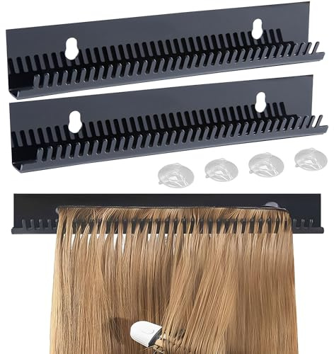 MZSX Lot de 2 supports rangement portable pour extensions acryliques de cheveux - Noir