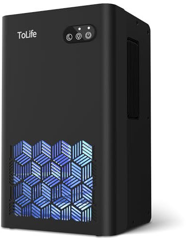 ToLife Dehumidifier for Home, 1000 sq.ft Dehumidifiers for Basement Bedroom Bathroom with 95 OZ Water Tank, Auto Shut Off 7 Colors LED Light, Black