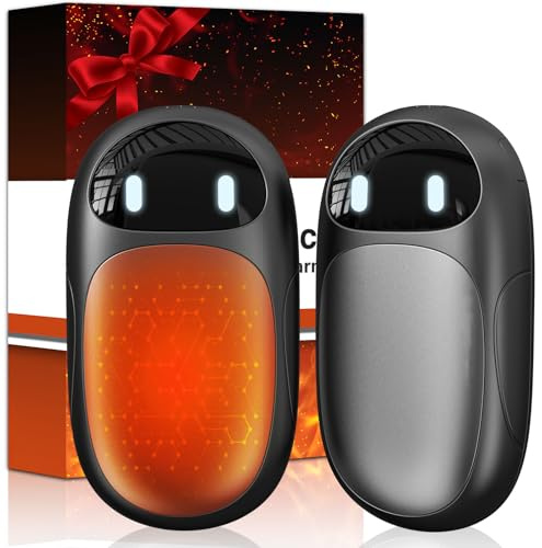 DDKJ Handwärmer Elektrisch Magnetisch - 2er Pack Beidseitig Taschenwärmer Aufladbar，LED-Display & 3 Heizstufen Hand Warmers, Klein Wiederverwendbar Hand Wärmer für Kinder Männer Frauen - Schwarz