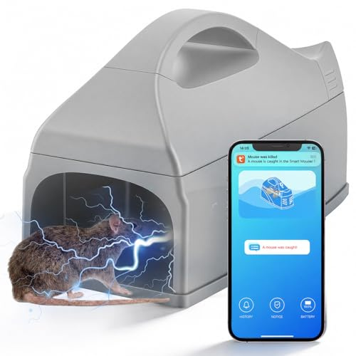 Trampa para ratas eléctrica inteligente para ratones, para interiores, WiFi, trampa humana para ratas con notificación push de aplicación, alerta remota inteligente y monitoreo, compatible con iOS y