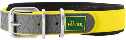 HUNTER Hundehalsband CONVENIENCE COMFORT, Farbe: neongelb, Mit Neopren-Polsterung, witterungsbeständig, pflegeleicht, ideal für Sport & Freizeit, Größe: 55