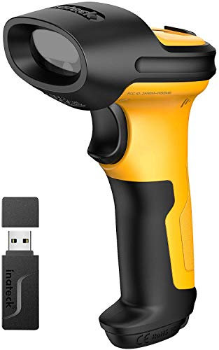 Inateck Barcode Scanner Wireless 2.4GHz, Akku mit 2600 mAh, 60 m Reichweite, Automatisches Abtasten für Schnelles und Präzises Scannen, Betriebsdauer ca. 1 Monat, P6