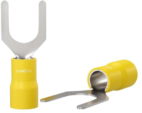 25x Capocorda a forcella parzialmente isolato 4-6mm² Diametro del foro M6 Giallo Capocorda ad anello Rame stagnato