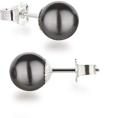Schöner-SD Orecchini a perno in argento 925 con perle rotonde da 8 mm,