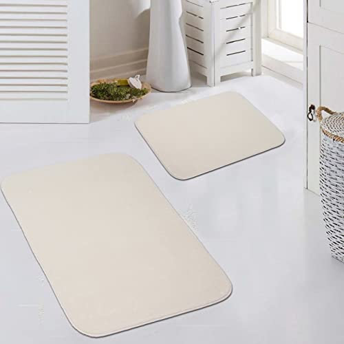 Teppich-Traum Badteppich WC Teppich Badematten Set 2 teilig waschbar rutschfest in Creme, Größe 50x60cm + 60x100 cm