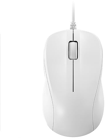CORN USB Silent Wired Computer Mouse with Easy Click for Office and Home, 1200DPI, Premium and Portable, Compatible with Windows PC, Laptop, Desktop, Notebook (White)