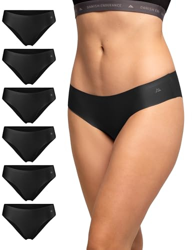 DANISH ENDURANCE Osynliga Trosor i Bikinimodell för Damer, Mikrofiber | Osynliga bikinitrosor i mikrofiber, sömlösa och fuktbortledande med etikettfri komfort, för träning och vardagsbruk