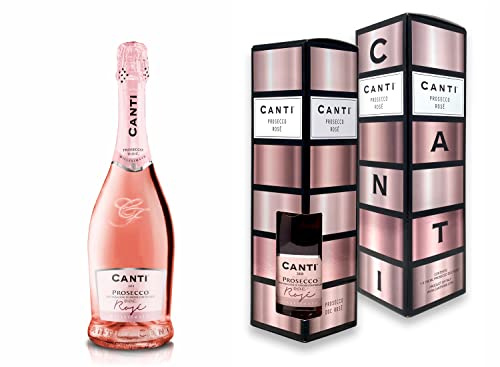 Canti - Prosecco D.O.C. Millesimato, Rose Sparkling Extra Dry, Wine Gift Pack, Italian Glera and Pinot Noir Grape Varieties from Veneto, Fresh and Sweet Taste, 1x750 ml