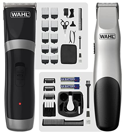 Wahl Clipper Kit Cord/Cordless Black and + Trimmer Kit Groomsman Battery