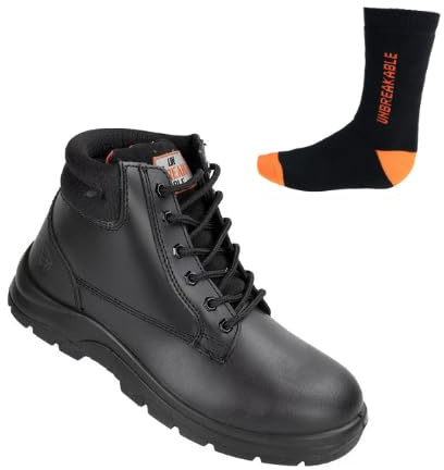 Unbreakable Comet Mens Work Boots S1P Lightweight Safety Boots Slip-Resistant Steel Toe Cap Boots Men's Work & Utility Footwear, Black, UK 8