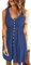 AUSELILY Sommerkleid Damen Casual Button Down Mini Kleid Cute V Neck Strandkleid mit Taschen Ozean L