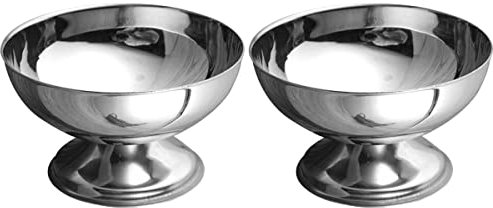 DOITOOL Eisschalen 2-Teiliges Eisbecher-Set Edelstahl Dessertbecher Mit Fuß Für Dessert Eisbecher Salat Snack Gewürz (10 x 10 cm) Servierschüssel