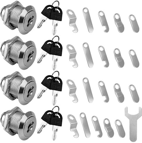 4 Piezas Cerradura de Buzón Con 8 Llaves - Taquilla 20 mm Armario de Levas Metal Con 20 Placas de Bloqueo Para Cajón Muebles